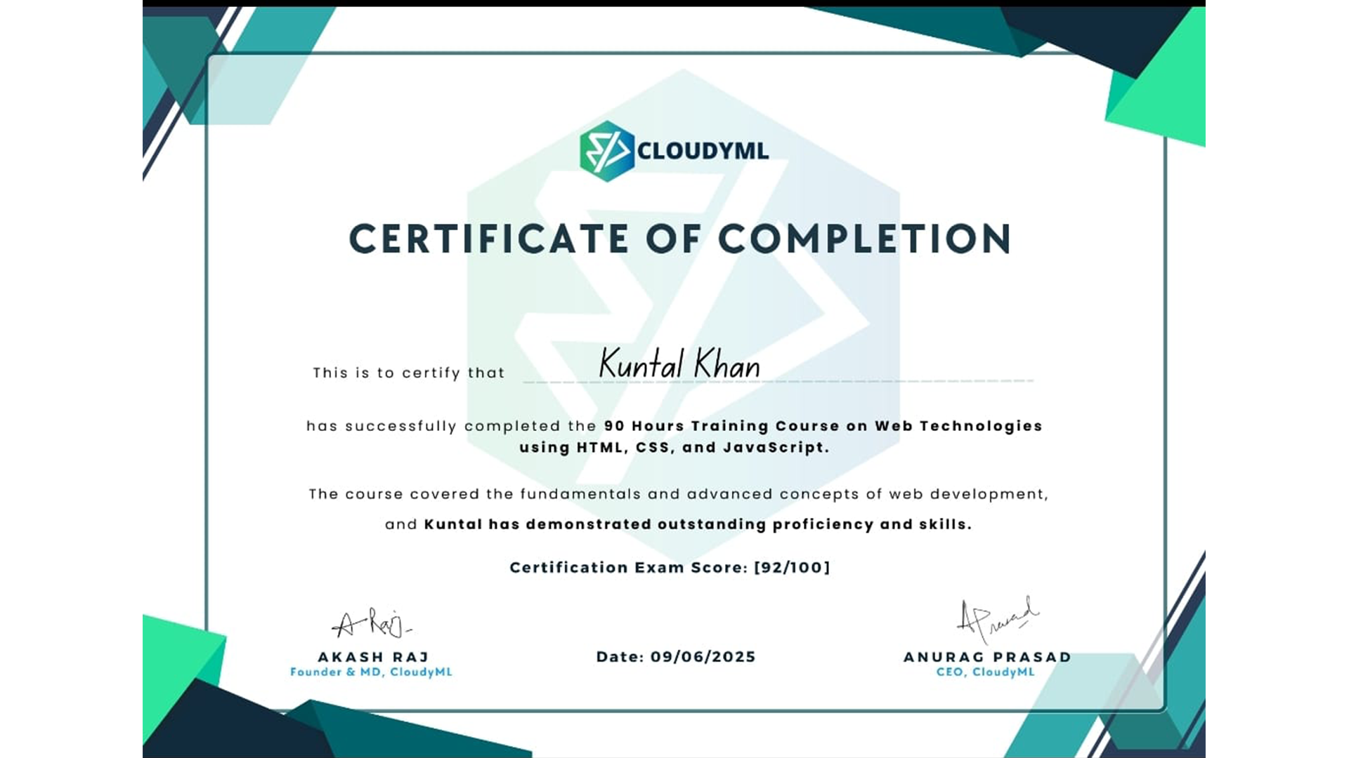 Certification - CloudyML